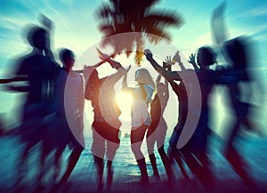 Dancing Party Enjoyment Happiness Celebration Outdoor Beach Concept
