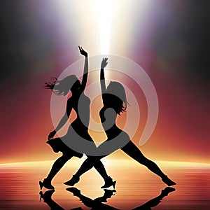 Dancing party silhouettes