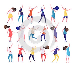 Dancing people. Cartoon stylish men and women dance on party dancing club. Clubbing people vector characters