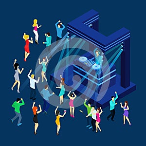 Dancing People Isometric Illustration