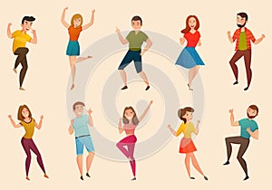 Dancing People Retro Icons Set