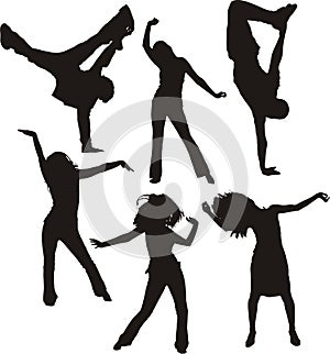 Dancing people silhouettes