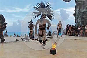 Dancing person that represents the prehispanic culture photo