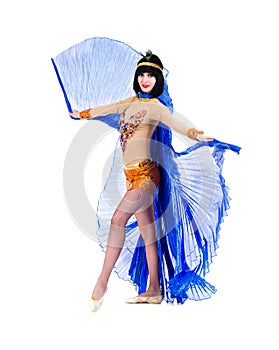 Dancing pharaoh woman wearing a egyptian costume.