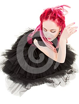 Dancing pink hair girl