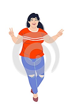 Dancing Plus Size Happy Woman