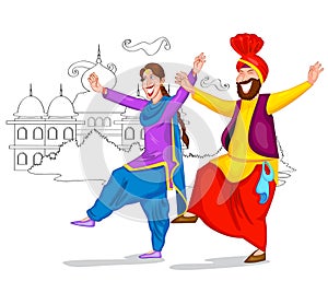 Dancing Punjabi couple photo