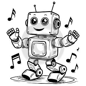 Dancing Robot with Music Notes