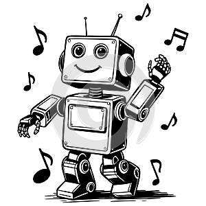 Dancing Robot with Music Notes