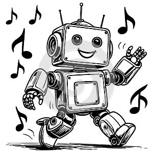 Dancing Robot with Music Notes