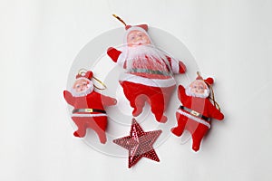 Santa dolls on a white background