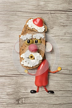 Dancing Santa made as sandwich