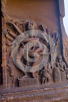 Dancing Shiva in cave temple 1, Nataraja. Bellary, Karnataka