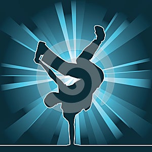 Dancing silhouette, breakdance photo