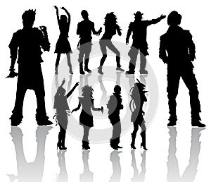 Dancing and Singing People's Silhouettes