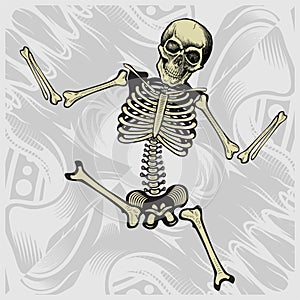 Dancing skeleton.hand drawing vector detailed
