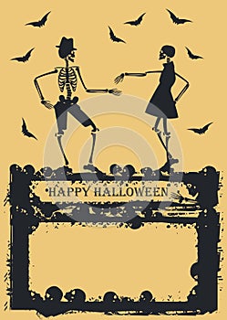 Dancing Skeleton on yellow background