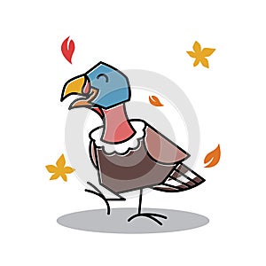 Dancing Turkey Bird Female Autumn Fall Thanksgiving Character Cartoon