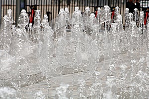 Dancing water features at a park in Detroit