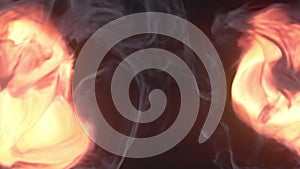 Dancing whirlpools of flame. Abstract background. 3d rendering loop animation