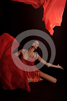 Dancing Woman, Flying Red Cloth