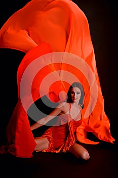 Dancing Woman, Flying Red Cloth