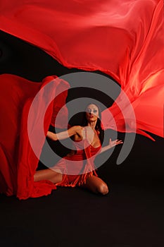 Dancing Woman, Flying Red Cloth