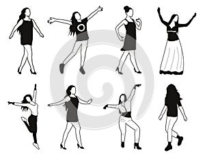 Dancing women or girl silhouette