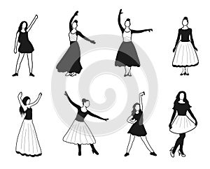 Dancing women or girl silhouette