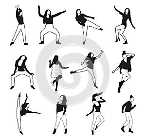 Dancing women or girl silhouette