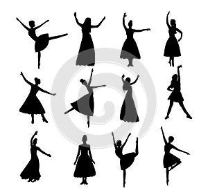 Dancing women or girl silhouette
