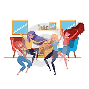 Dancing women in living room avatar character