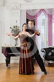 Dancing young couple.