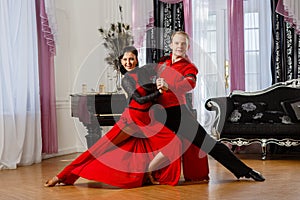 Dancing young couple.