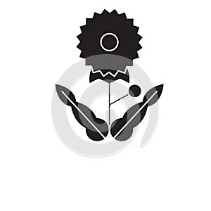 Dandelion black vector concept icon. Dandelion flat illustration, sign