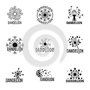 Dandelion bloom icons set, simple style