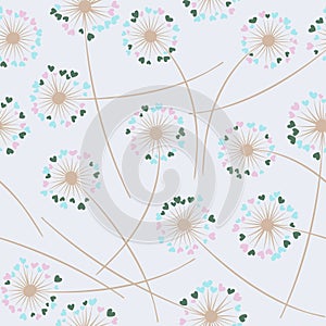 Dandelion blowing vector floral seamless pattern.