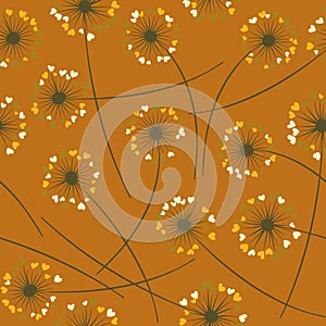 Dandelion blowing vector floral seamless pattern.