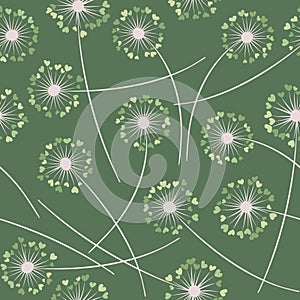 Dandelion blowing vector floral seamless pattern.