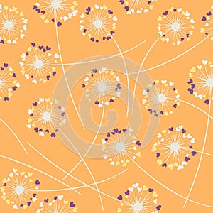 Dandelion blowing vector floral seamless pattern.