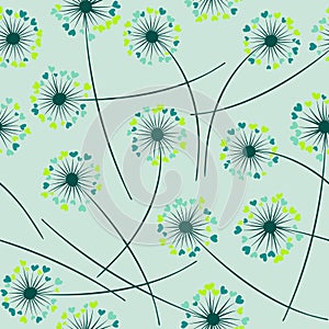 Dandelion blowing vector floral seamless pattern.