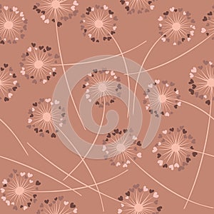 Dandelion blowing vector floral seamless pattern.