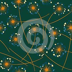 Dandelion blowing vector floral seamless pattern.