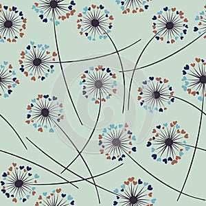 Dandelion blowing vector floral seamless pattern.