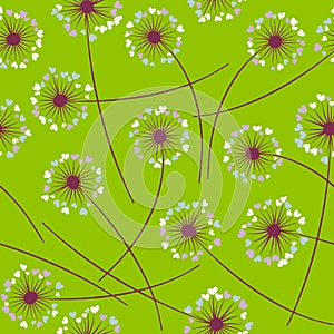 Dandelion blowing vector floral seamless pattern.