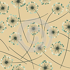 Dandelion blowing vector floral seamless pattern.