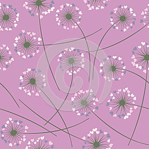 Dandelion blowing vector floral seamless pattern.