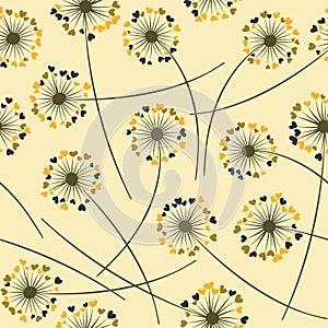 Dandelion blowing vector floral seamless pattern.