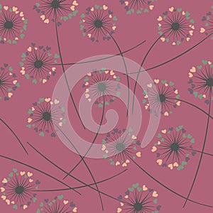 Dandelion blowing vector floral seamless pattern.