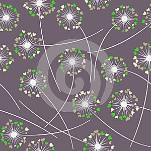 Dandelion blowing vector floral seamless pattern